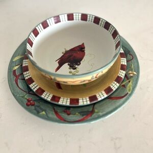 Lenox Winter Greetings Everyday Stoneware 3 Piece Set (bowl, salad & dinner plt)